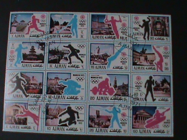 ​AJMAN-1972-SUMMER OLYMPIC GAMES-MUNICH'72 CTO SHEET VERY FINE-COMPLETE SET