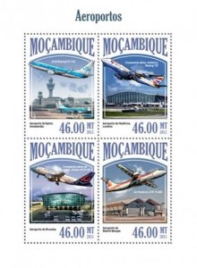 Mozambique - 2013 Airports and Planes  4 Stamp Sheet 13A-1366
