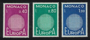 Monaco Sun composed of 24 interwoven fibres Europa CEPT 3v 1970 MNH SG#988-990