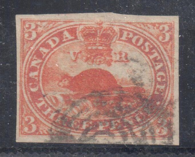 Canada Used #4ii XF Orange RED shade -- Beaver Imperforated