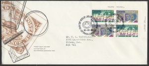 1980 #857-858 O Canada Centenary FDC Plate Block Schering GP Cachet