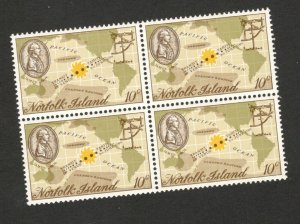 NORFOLK  ISLAND - MNH  BLOCK OF 4 STAMPS, 10c  -James Cook Bicentenary - 1969.