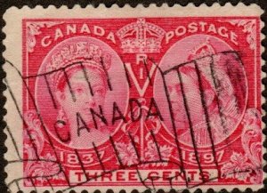 Canada 53 - Used - 3c Queen Victoria 1837 and 1897 (1897) (cv $2.50)