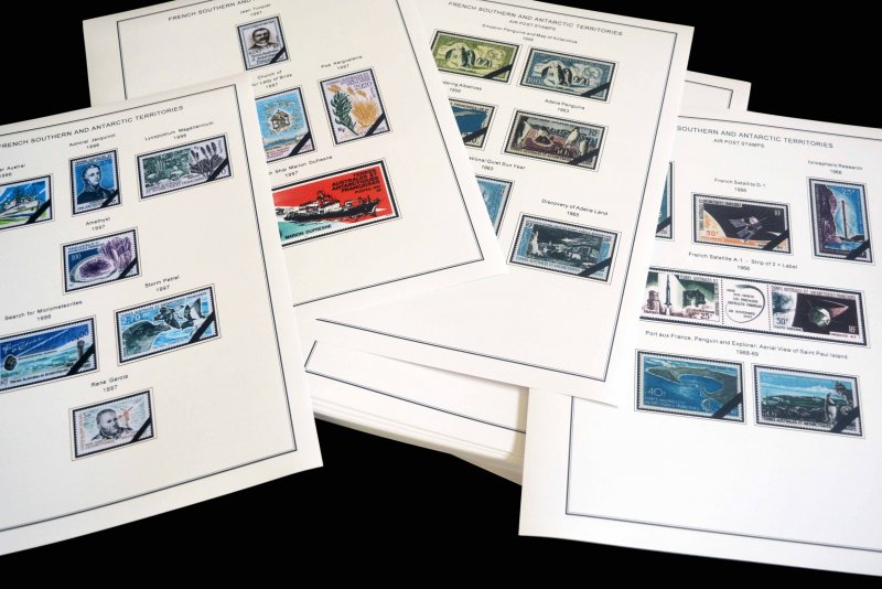 COLOR PRINTED TAAF: FRENCH ANTARCTICA 1955-2010 STAMP ALBUM PAGES (104 il.pages)