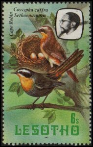 Lesotho 325a - Used - 6s Cape Robins / Nest / Eggs  (1982)