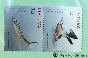 LITHUANIA Sc 819 NH ISSUE OF 2006 - BIRDS & FISH