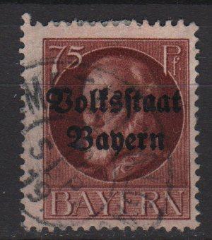 Bavaria 1919 - Scott 148 used - 75 pf, King Ludwig III, Ovpt