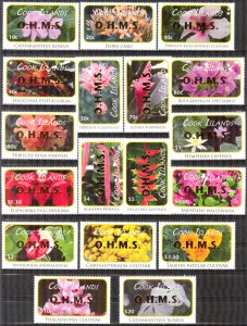 Cook Islands 2010 Flowers Sc.#O70 -87 Service Overprint O.H.M.S. Set of 18 MNH