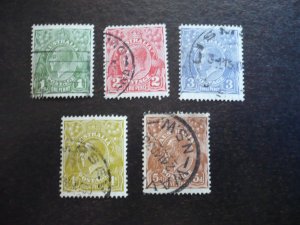 Stamps - Australia - Scott# 114,116-118,120 - Used Part Set of 5 Stamps