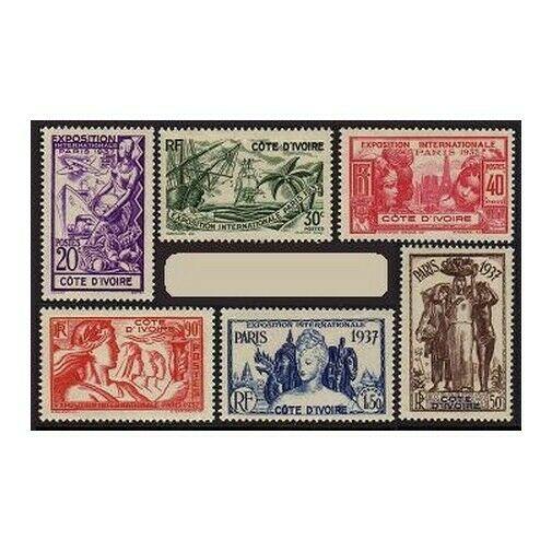 Ivory Coast 152-157,158,MNH.Mi 153-158,Bl.1. Colonial Art Exposition,Paris 1937.