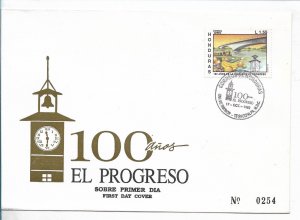 HONDURAS 1996 CENTENARY OF CITY EL PROGRESO BRIDGE FRUITS FDC COVER