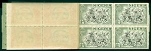 Nigeria MNH 1957 2sh Booklet 5 panes Scott #'s 80,81,83  $$ (OS-1)