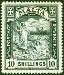 Malta 1919 10s Black SG96 Superb VLMM Choice Example Being Nicely Centered