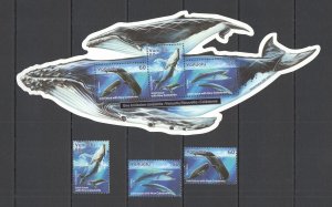 Ft086 2001 Vanuatu Whales Fauna Marine Life ! Shape ! #1138-40 Set+Bl41 Mnh