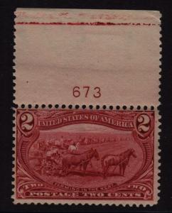 1898 Trans-Miss Sc 286 MNH plate number, Hebert CV $160