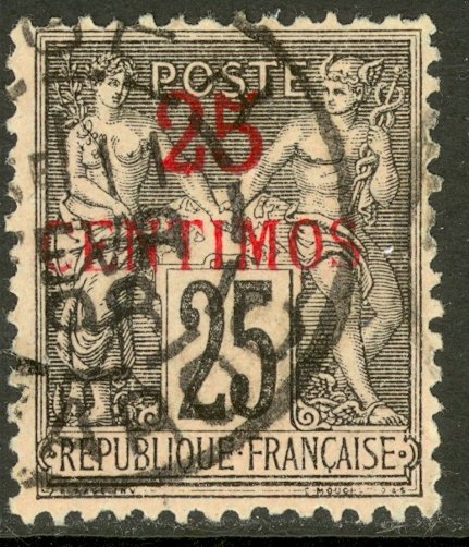 FRENCH MOROCCO 1891-1900 25c on 25c SAGE TYPE Sc 5 VFU