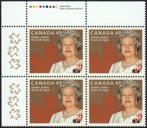 QUEEN ELIZABETH II * Golden Jubilee =UL Block of 4 CANADA 2002 #1932 MNH