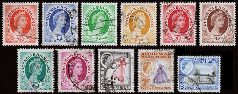 Rhodesia & Nyasaland Scott 141 // 162 (1954-59) Used H F-VF Y