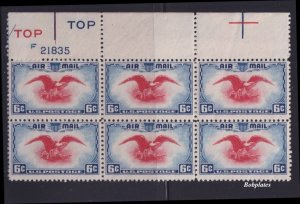 BOBPLATES US #C23 Eagle Block of 6 with Plate # and 2 Tops F-VF NH SCV=$4.2+