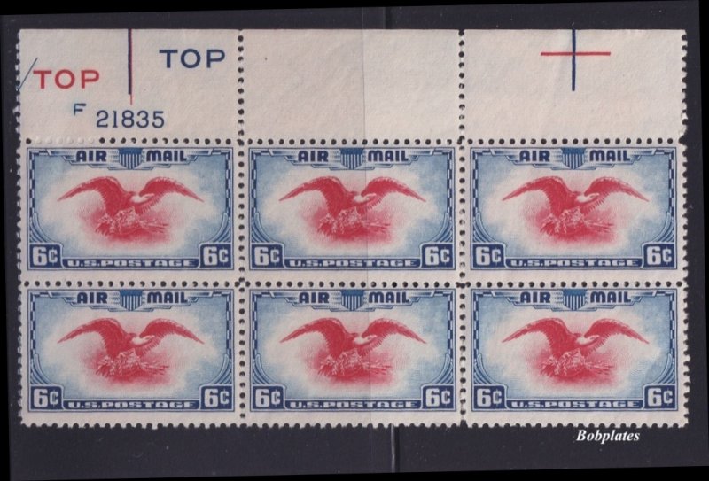 BOBPLATES US #C23 Eagle Block of 6 with Plate # and 2 Tops F-VF NH SCV=$4.2+