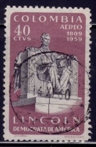 Colombia, 1960, Airmail, Abraham Lincoln Memorial, 40c, sc#C375, used**