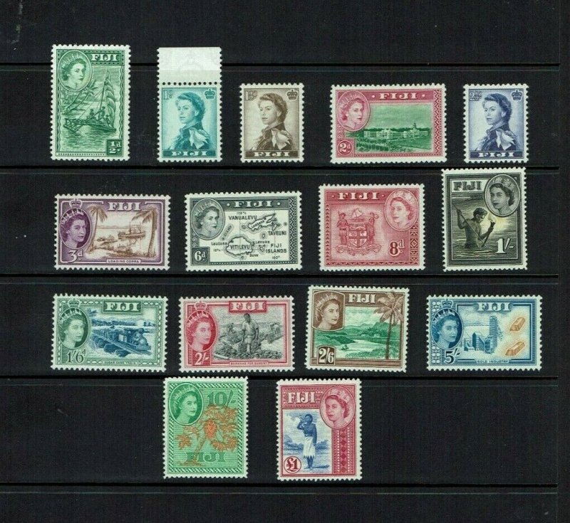 Fiji: 1954 Queen Elizabeth II definitive set, Mint lightly hinged. 