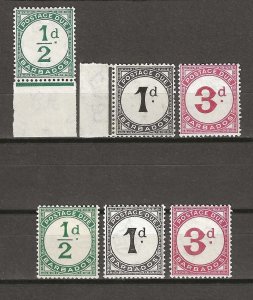 BARBADOS 1944/47 SG D1/D3 CW PD1/PD3a + PD1a/PD3 MNH