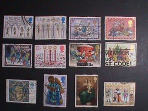 ​GREAT BRITAIN -12 VERY OLD CHRISTMAS STAMPS USED-VF WE SHIP TO WORLD WIDE