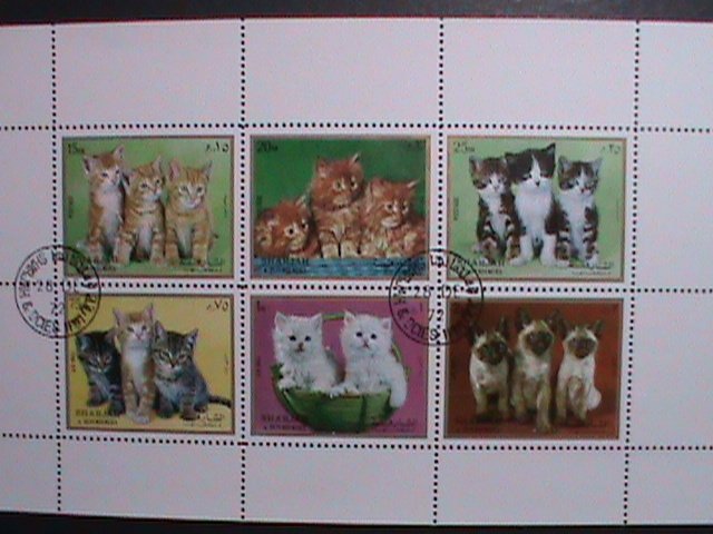 ​SHARJAH-1972 WORLD FAMOUS LOVELY CATS CTO SHEET-VF -WITH FIRST DAY  CANCEL