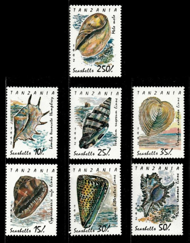 Tanzania 1992 - Seashells, Ocean Life - Set of 7v - Scott 940-46 - MNH