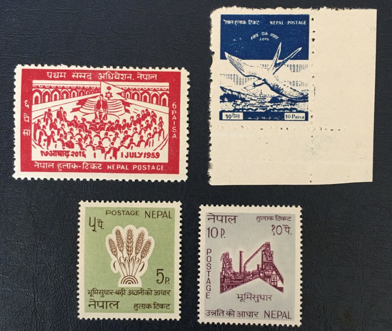 Nepal, 1959 sc#120,1965 Sc#180,181, 1958 Sc#C1
