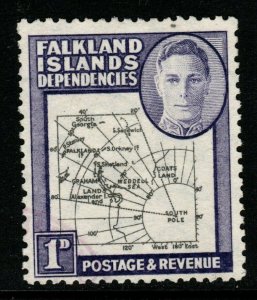 FALKLAND IS.DEP. SGG2b 1946-9 MAPS 1d WITH MISSING I FINE USED