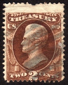 1873, US 2c, Andrew Jackson, Used, Sc O73