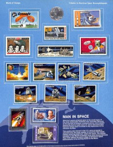 Postal Commemorative Society Stamp Panel MNH, Grenada+, Man In Space Astronaut