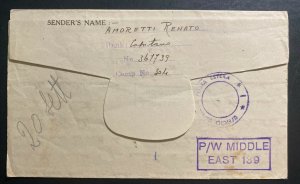 1943 Italian Prisoner Of War POW Middle East Camp Letter Cover To Parma Italy