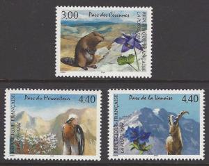 France 1996 Animals National Parks VF MNH (2514-16)