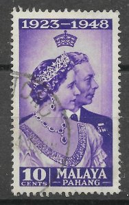 MALAYA PAHANG SG47 1948 RSW 10c VIOLET VERT LINE FLAW USED