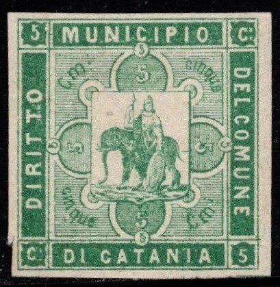 1895 Commune of Catania Law of the Municipality 5 Centavos Local Revenue MNH