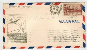 1939 TRANS ATLANTIC AIRMAIL FIRST FLIGHT F18-6A MARSEILLES - LISBON BLACK CACHET