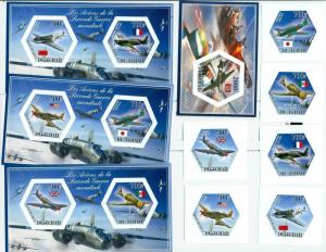 TCHAD CHAD 10 SHEETS COLLECTION IMPERF WORLD WAR AVIATION WW2 WWII AIRPLANES