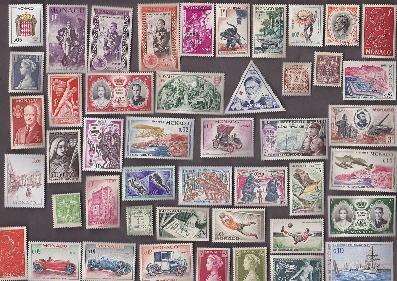 100 ALL DIFFERENT MONACO STAMPS, MOSTLY MINT NH