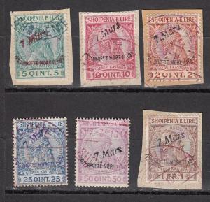 Albania 41-46 Mi 29-34 Used F/VF 1913 SCV $510.00