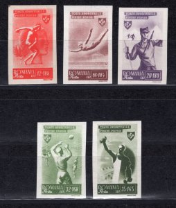 ROMANIA 1945 POPULAR SPORTS ISSUE IMPERFORATED SCOTT B284-B288 PERFECT MNH