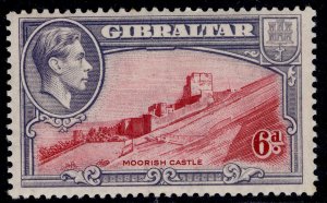 GIBRALTAR GVI SG126, 6d carmine & grey-violet , M MINT. Cat £50. PERF 13½