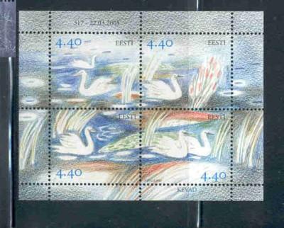 Estonia Sc508 2005 spring swans stamp sheet NH