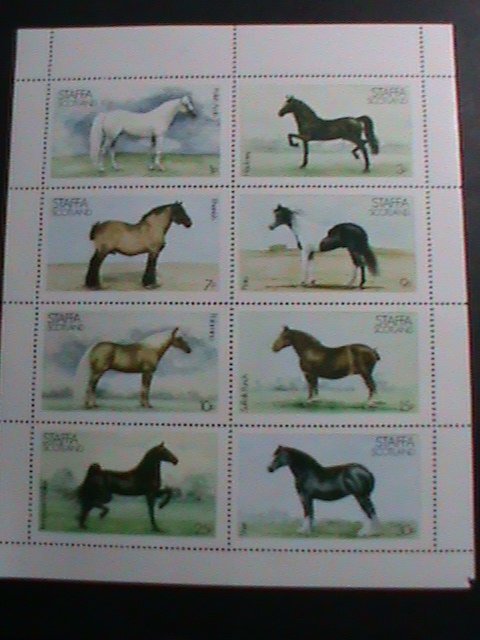 ​SCOTLAND-STAFFA STAMP-WORLD RARE FAMOUS HORSES MNH FULL-SHEET VERY FINE