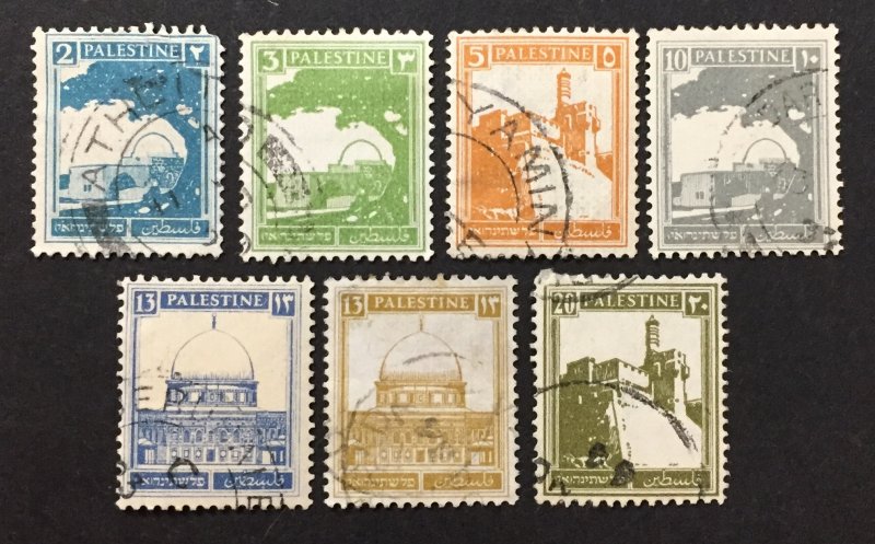 Palestine 1927-42 #63//77(7), Views, Used.