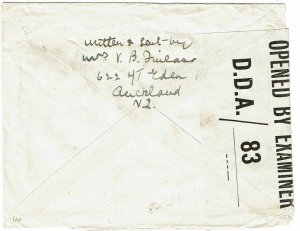 Pitcairn Island 1944 incoming cover from New Zealand, censored