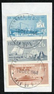 Isle of Man 5/- Blue 2/6 Slate and 1/- Brown QEII Pictorial Revenues CDS On Pie