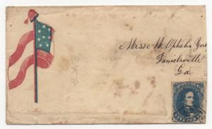 CSA Patriotic Cover Scott #4 Ashville NC #F8-7 Ex Ashbook, Ex Matz CV $3500 RARE